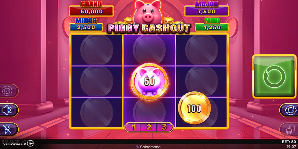 Bonus game in Piggy Cashout Hold & Hit 3x3 by Spinomenal