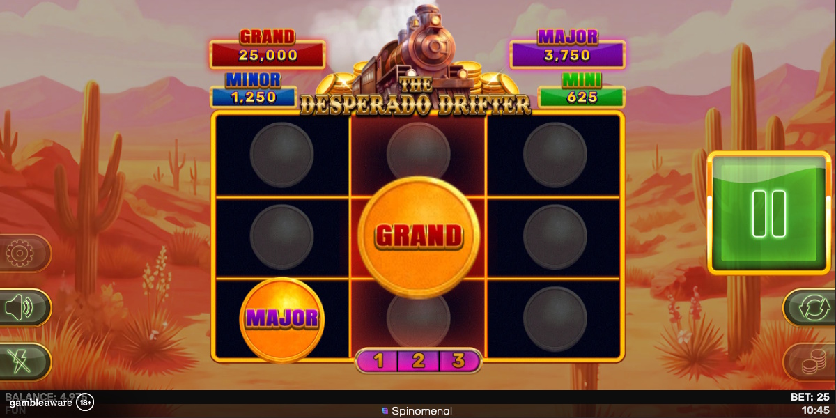 Bonus game in The Desperado Drifter Hold & Hit 3x3 by Spinomenal