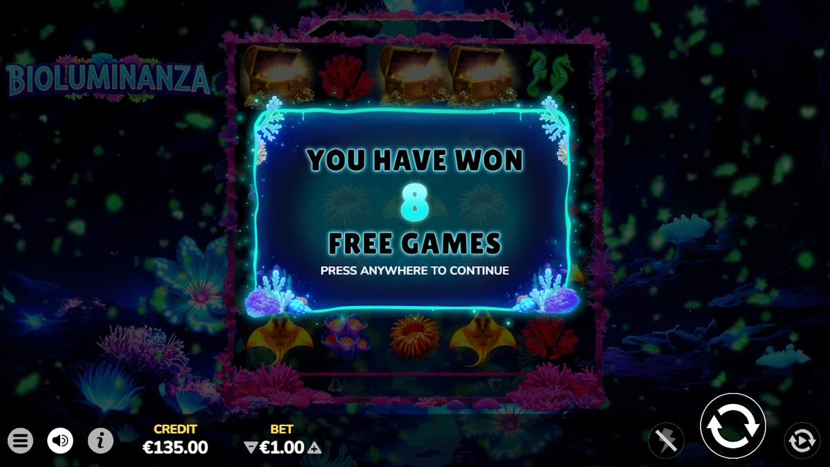 Free spins won in Bioluminanza by Atomic Slot Lab