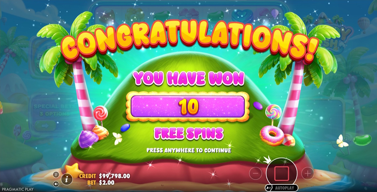 Free spins won in Candy Rush by Pragmatic Play