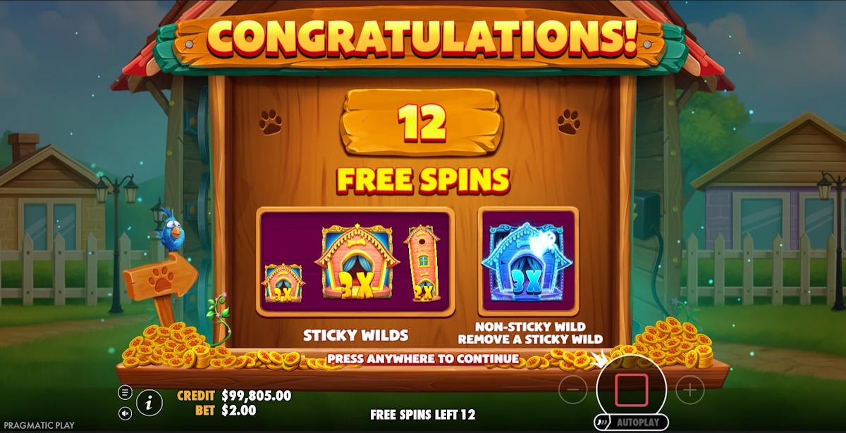 Free spins won in The Big Dog House by Pragmatic Play