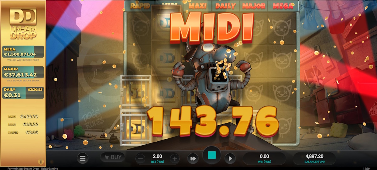 Jackpot won in Purrrminator by Relax Gaming