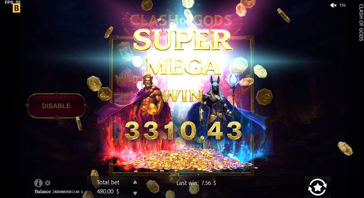 Super mega win in The Clash of Gods Anubis vs Hades by BGaming