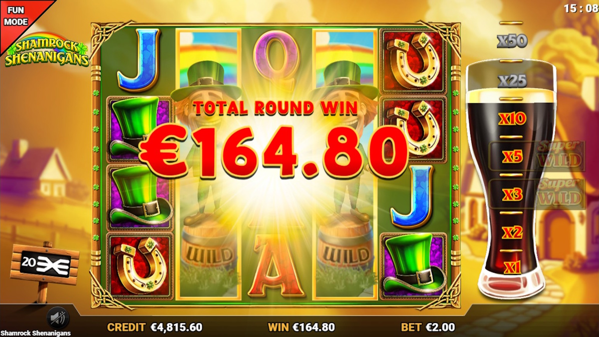 Total round win in Shamrock Shenanigans by Reflex Gaming