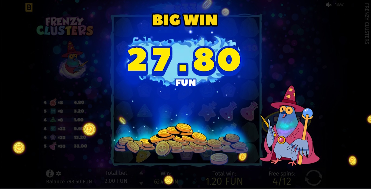 A big win in Frenzy Clusters by BGaming