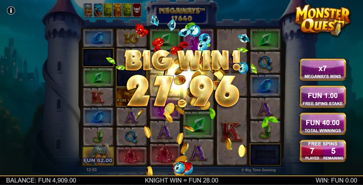 A big win in Monster Quest by Big Time Gaming