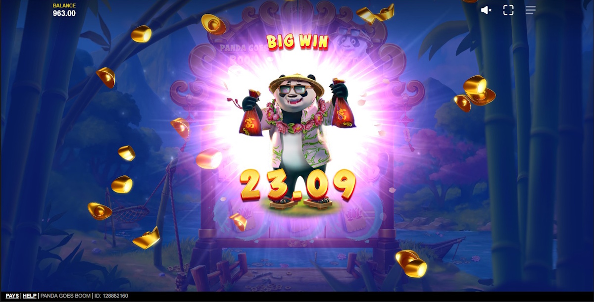 A big win in Panda Goes Boom by Red Tiger