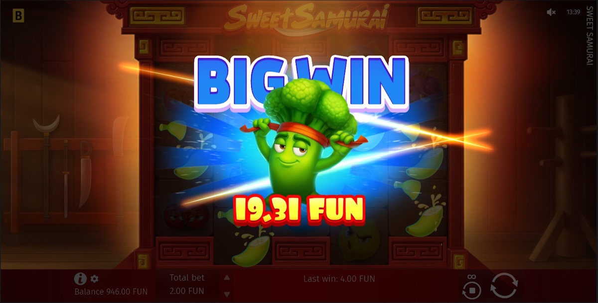 A big win in Sweet Samurai by BGaming