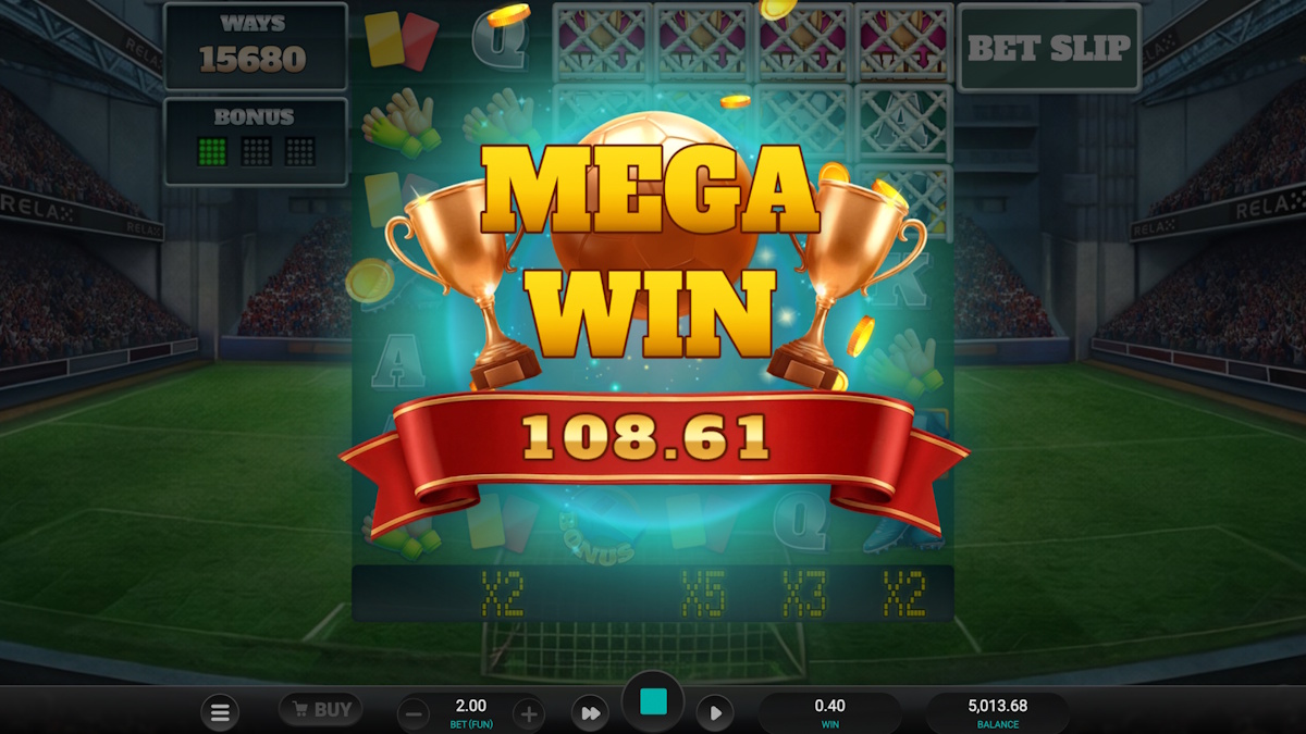 A mega win in World Class Kick Off Dream Drop by Relax Gaming
