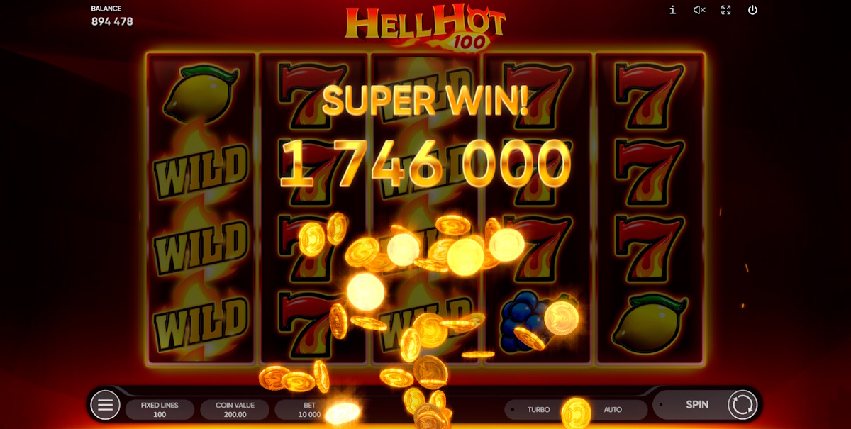 A super win in Hell Hot 100 by Endorphina