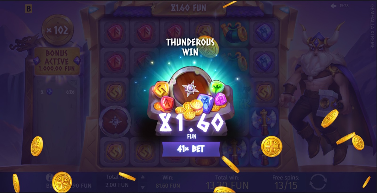 A thunderous win in Gemhalla Extreme slot by BGaming