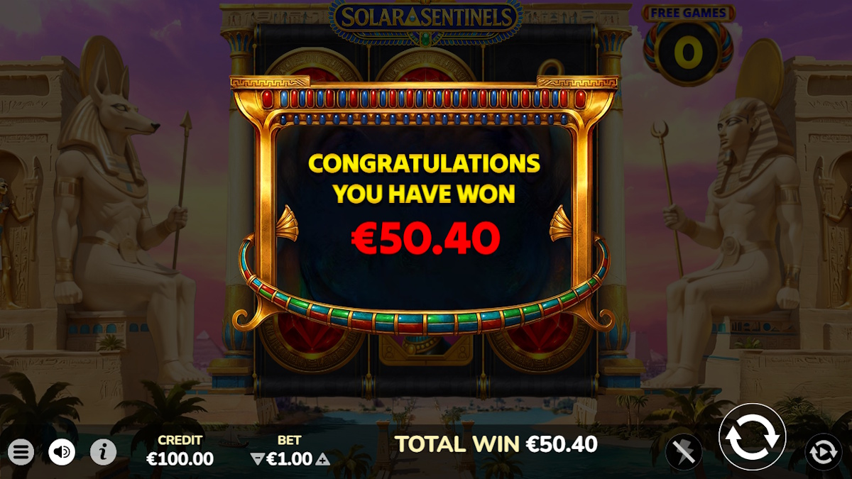 A win in Solar Sentinels by Atomic Slot Lab