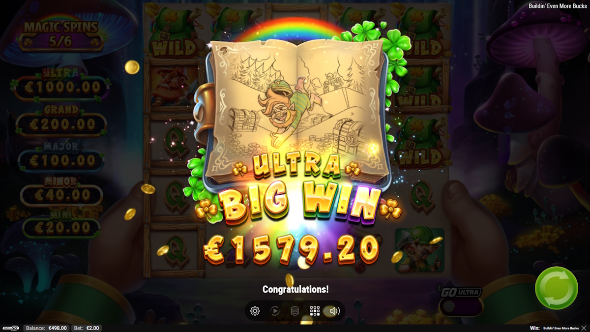 An ultra big win in Buildin' Even More Bucks by Play'n GO