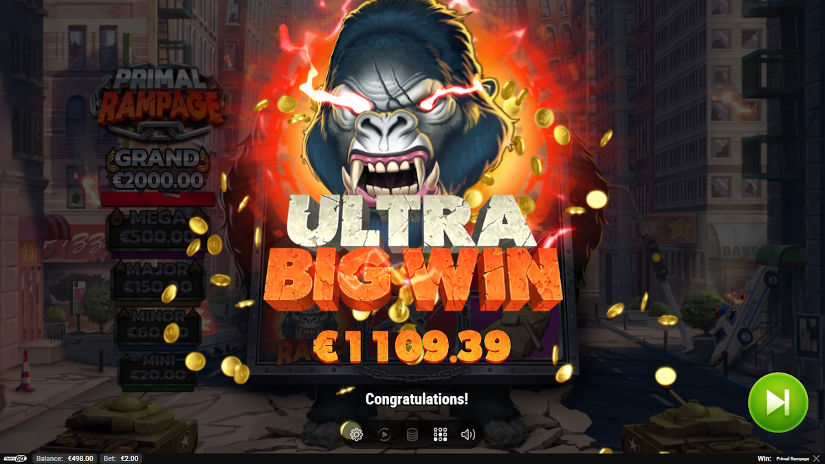 An ultra big win in Primal Rampage by Play'n GO