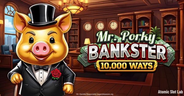 Banner of Mr. Porky Bankster 10,000 Ways by Atomic Slot Lab