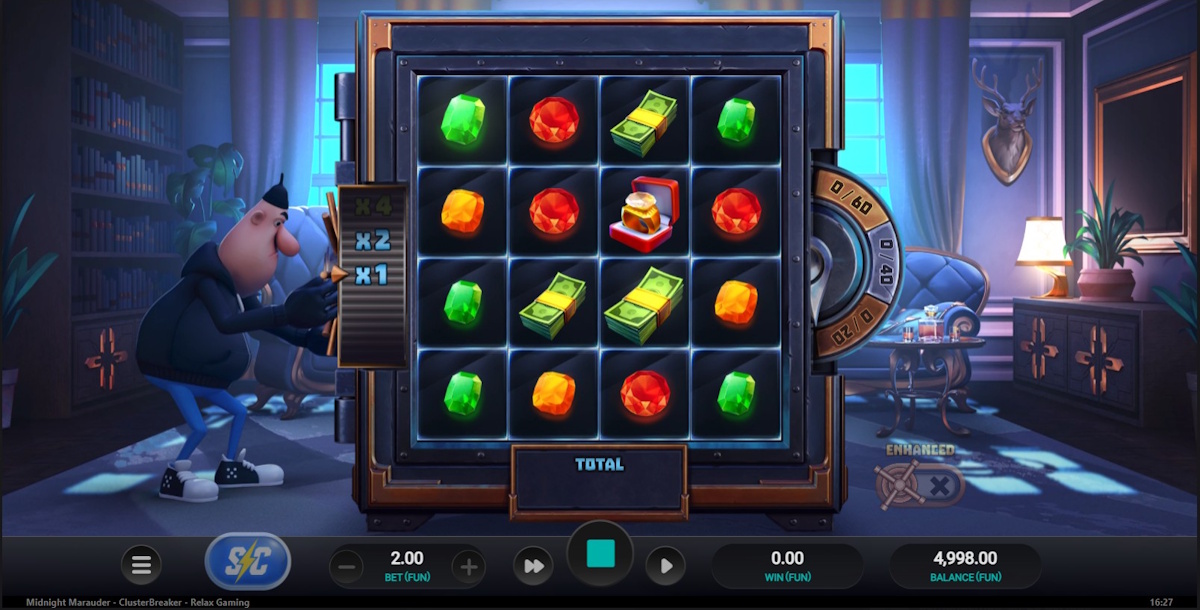 Base game in Midnight Marauder ClusterBreaker by Relax Gaming