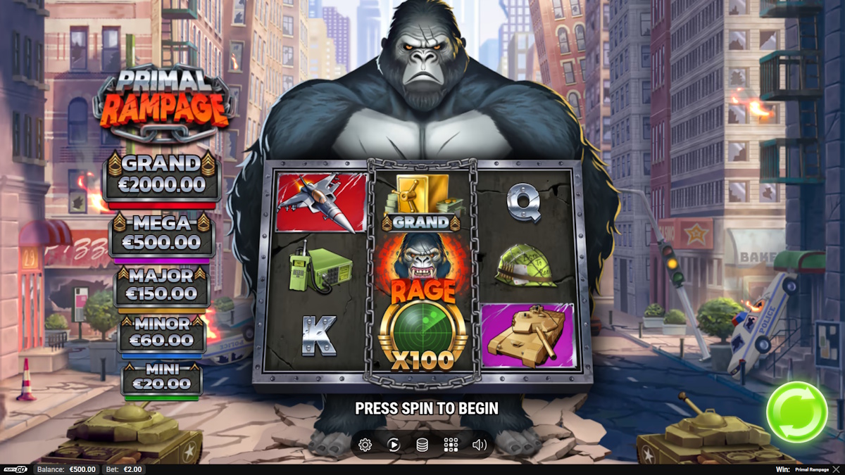 Base game in Primal Rampage by Play'n GO