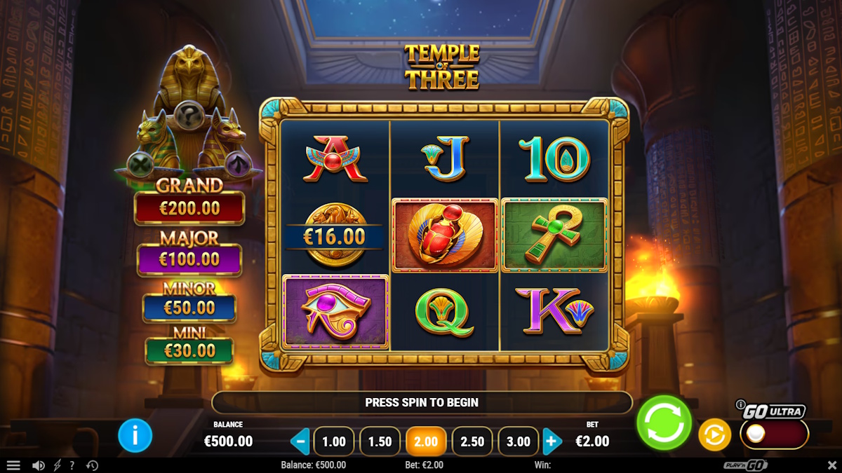 Base game in Temple of Three by Play'n GO