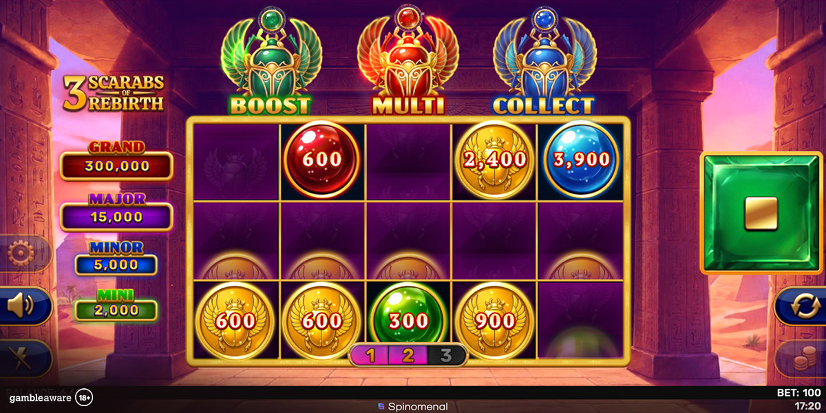 Bonus game in 3 Scarabs Of Rebirth by Spinomenal