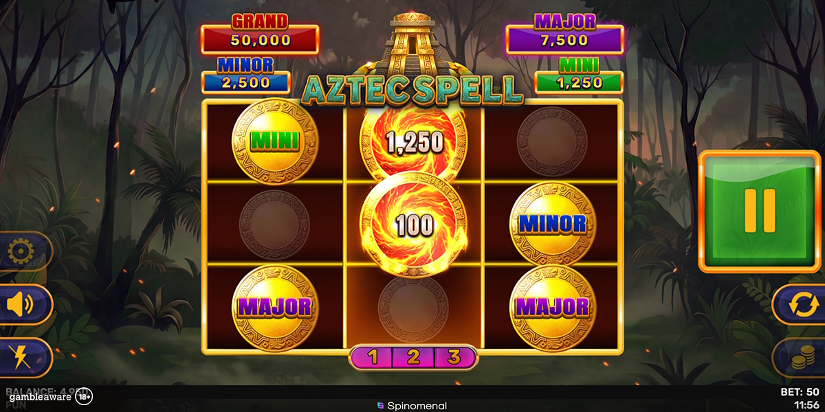 Bonus game in Aztec Spell Hold & Hit 3x3 by Spinomenal