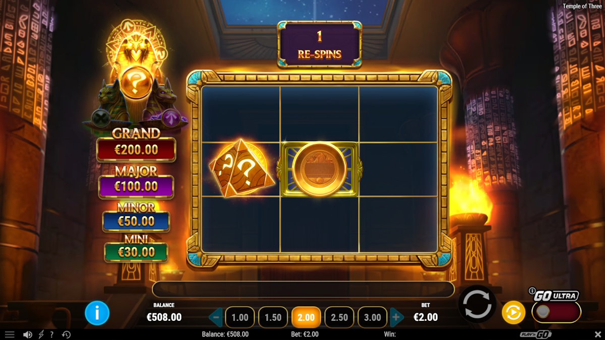 Bonus game in Temple of Three by Play'n GO
