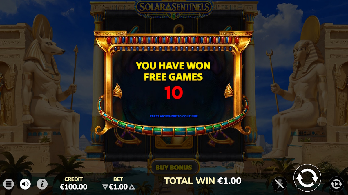 Free games won in Solar Sentinels by Atomic Slot Lab
