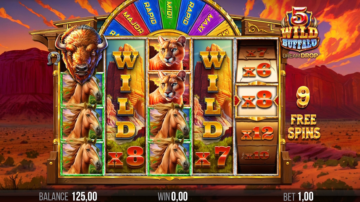 Free spins in 5 Wild Buffalo Dream Drop by 4ThePlayer