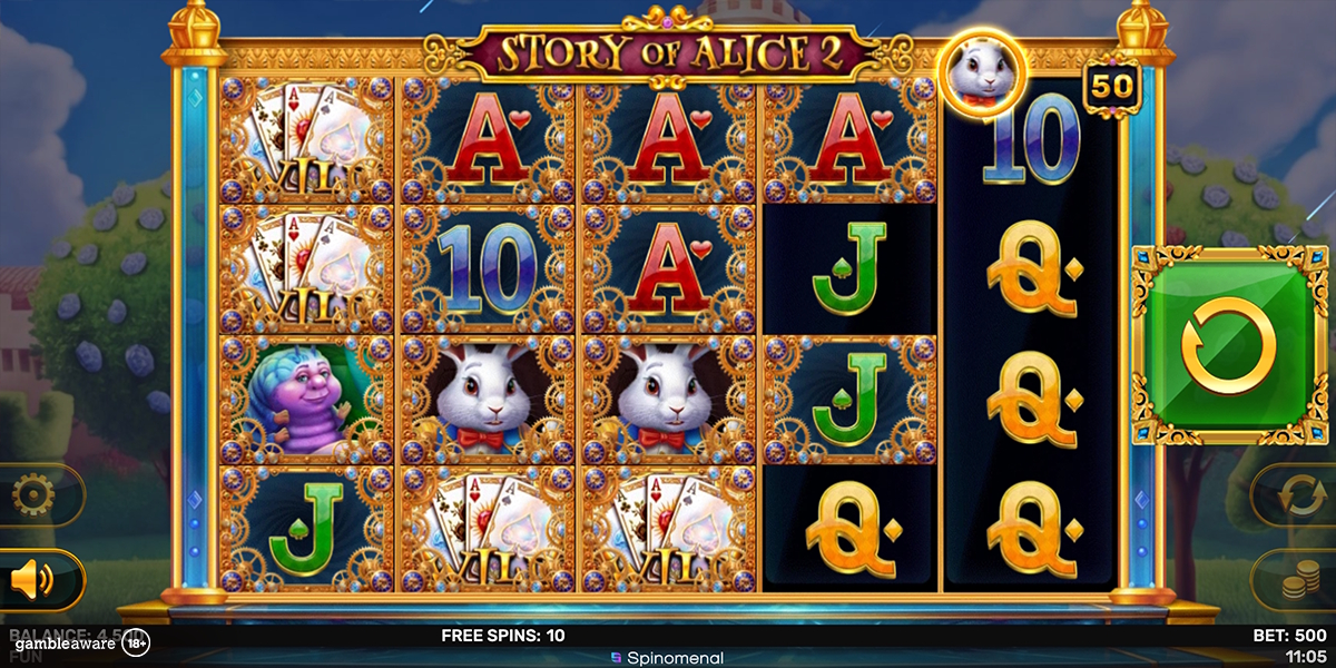 bonus feature on story of alice slot 2 by spinomenal