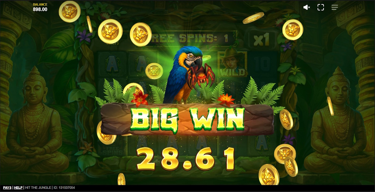A big win in Hit the Jungle by Red Tiger