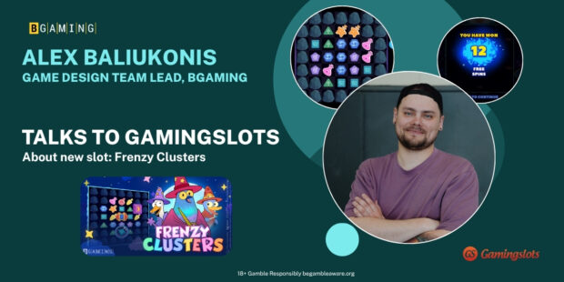 Banner of Alex Baliukonis Interview Frenzy Clusters slot Bgaming banner