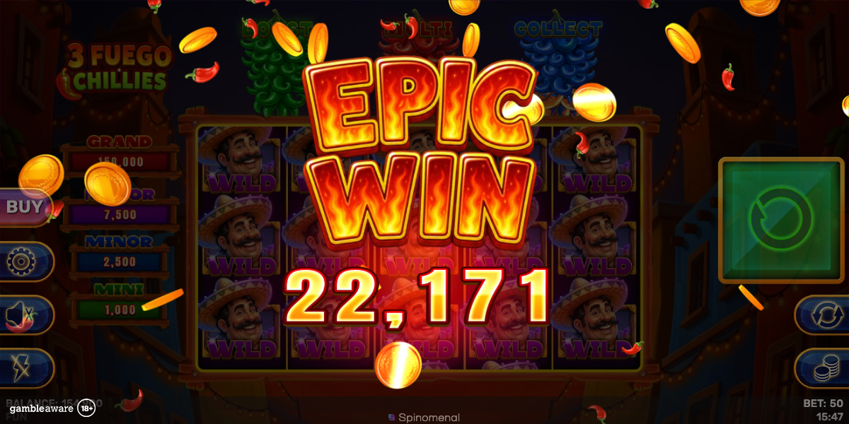 An epic win in 3 Fuego Chillies by Spinomenal