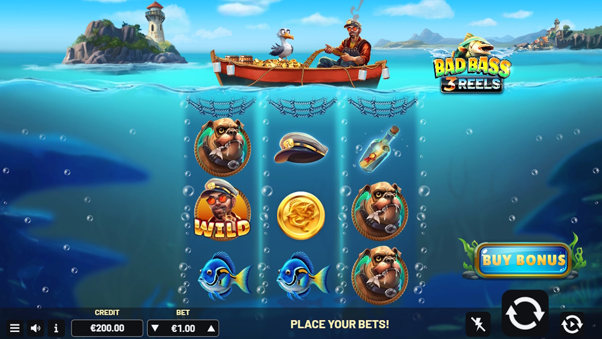 Base game in Bad Bass 3 Reels by Indigo Magic
