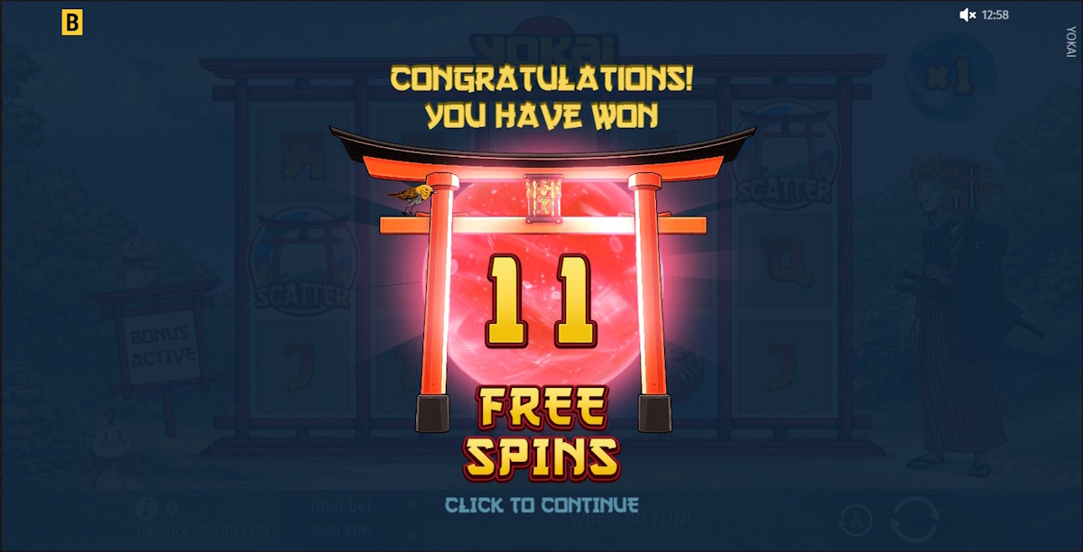 Free spins won in Yokai by BGaming
