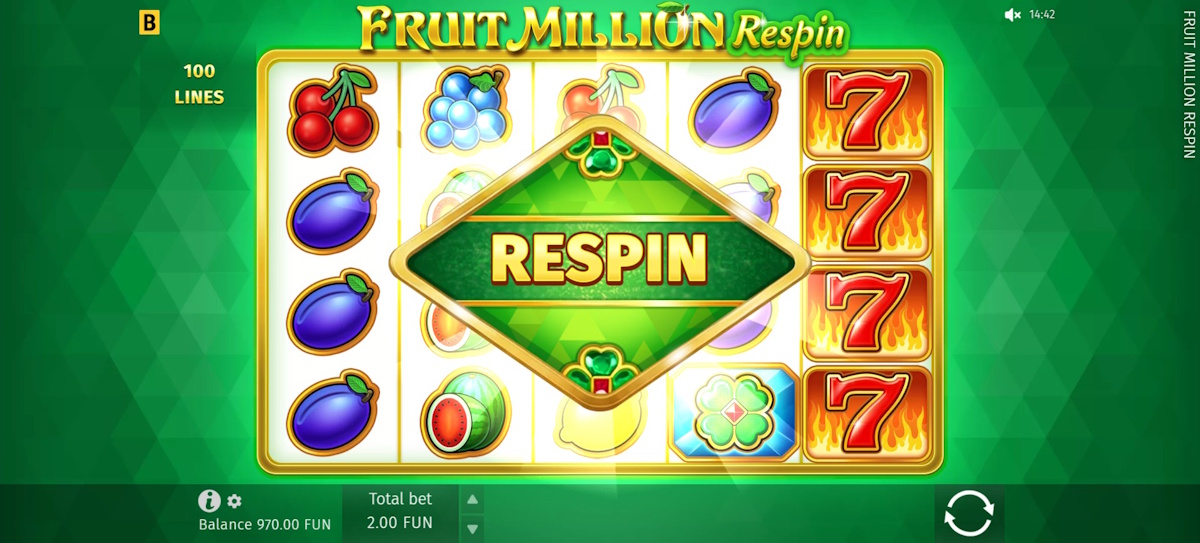 Respin won in Fruit Million Respin by BGaming