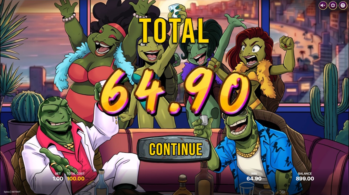 Total win in Spice by NetEnt