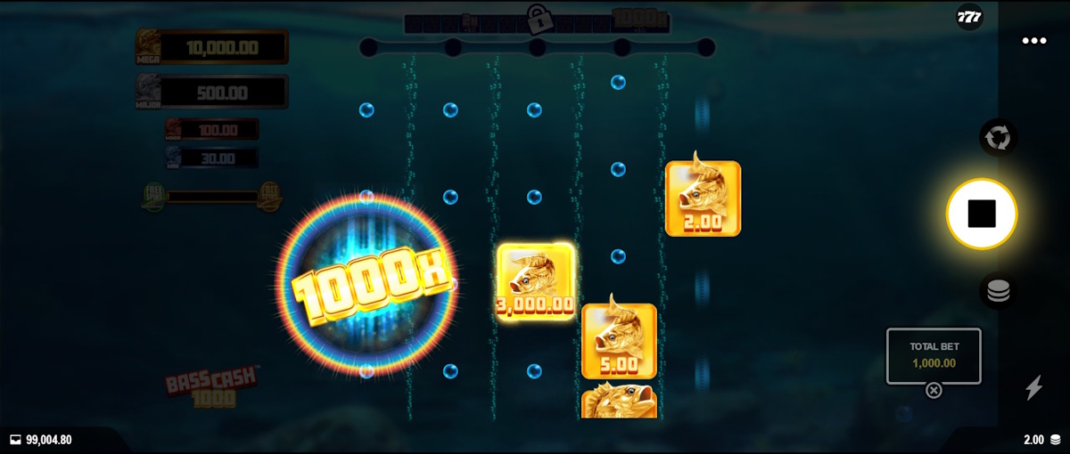 1000x multiplier in Bass Cash 1000 by Alchemy Gaming