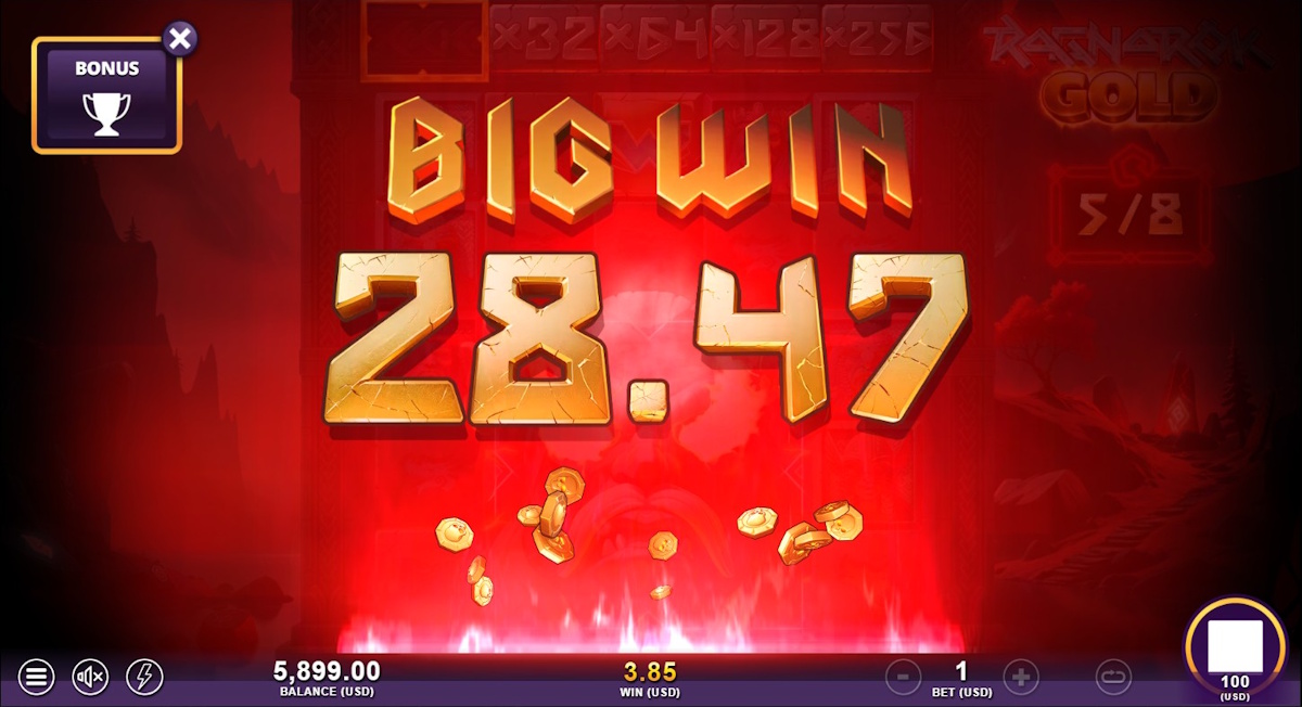 A big win in Ragnarök Gold by Slotmill