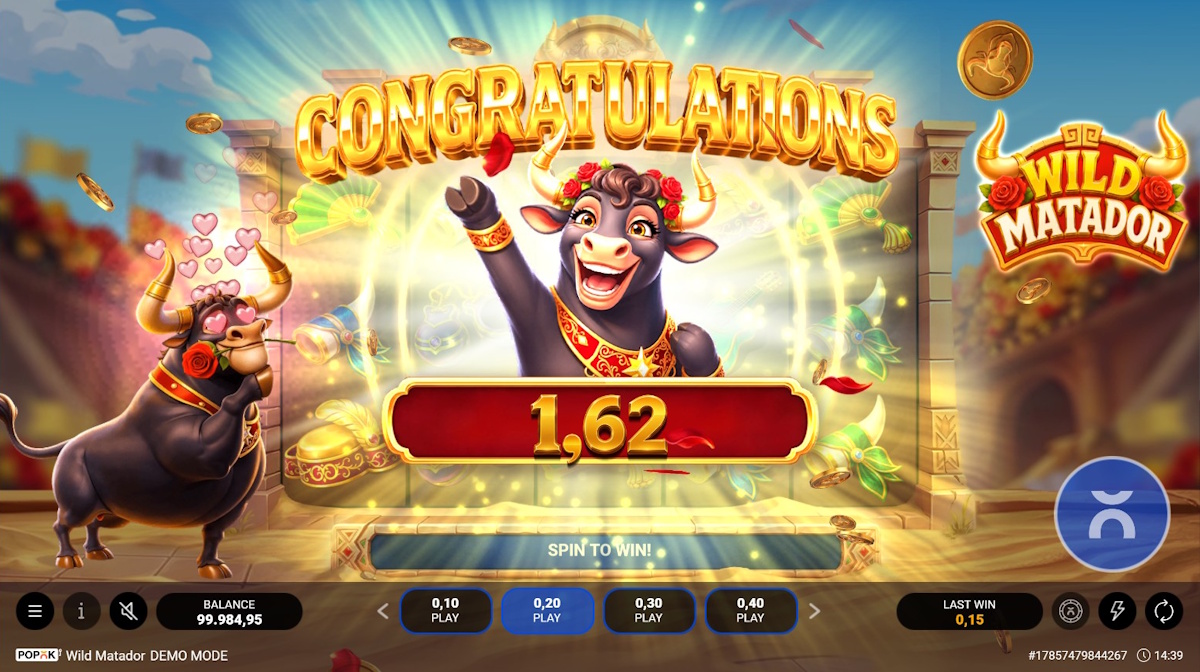 A win in Wild Matador by PopOK Gaming