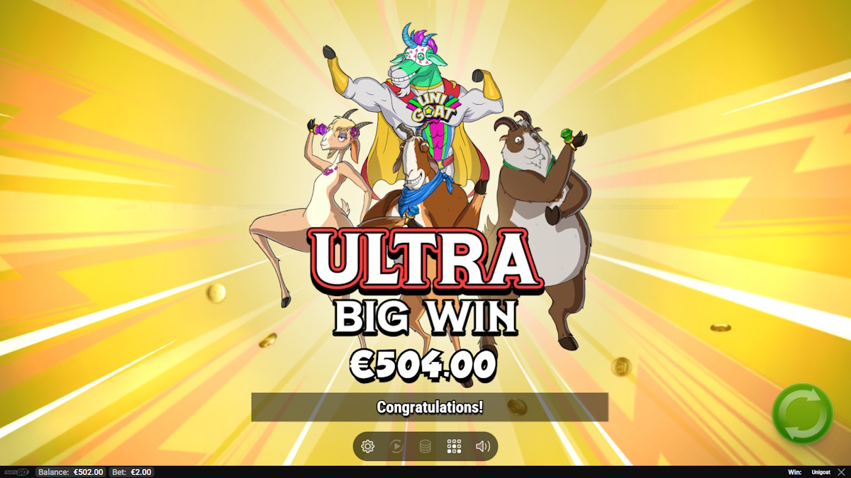 An ultra big win in Unigoat by Play’n GO