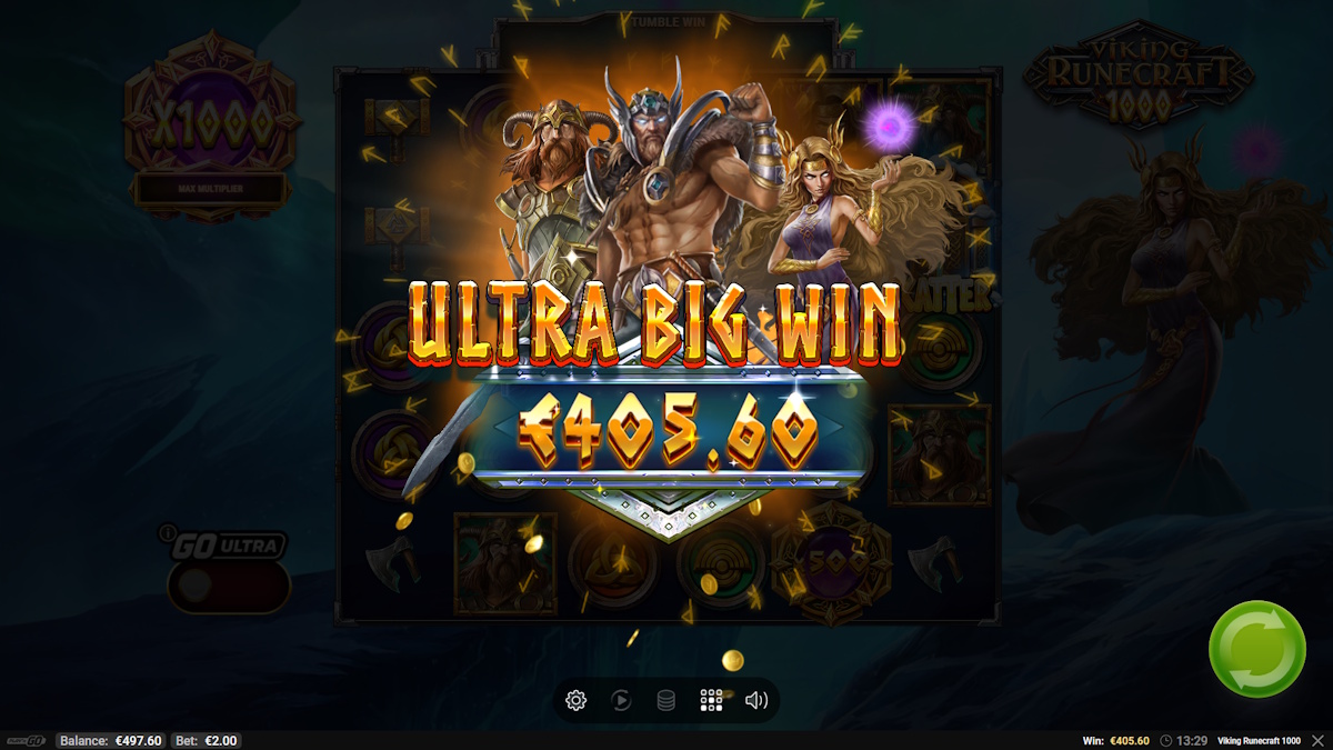 An ultra big win in Viking Runecraft 1000 by Play'n GO