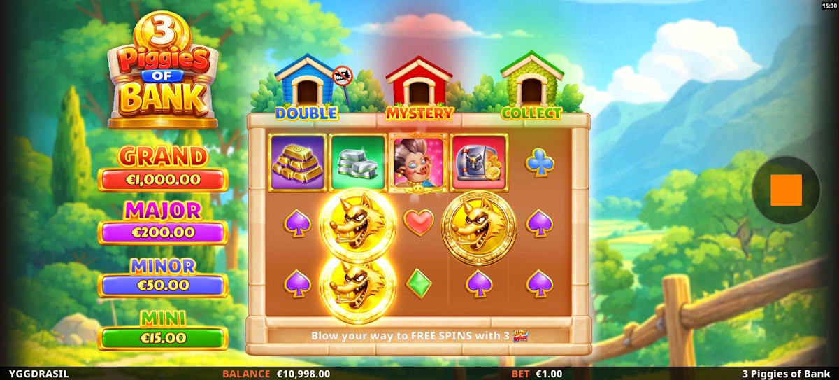 Base game in 3 Piggies of Bank by Yggdrasil Gaming