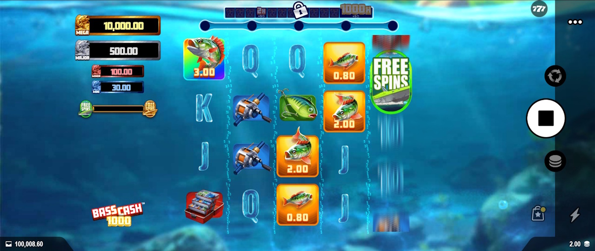 Base game in Bass Cash 1000 by Alchemy Gaming