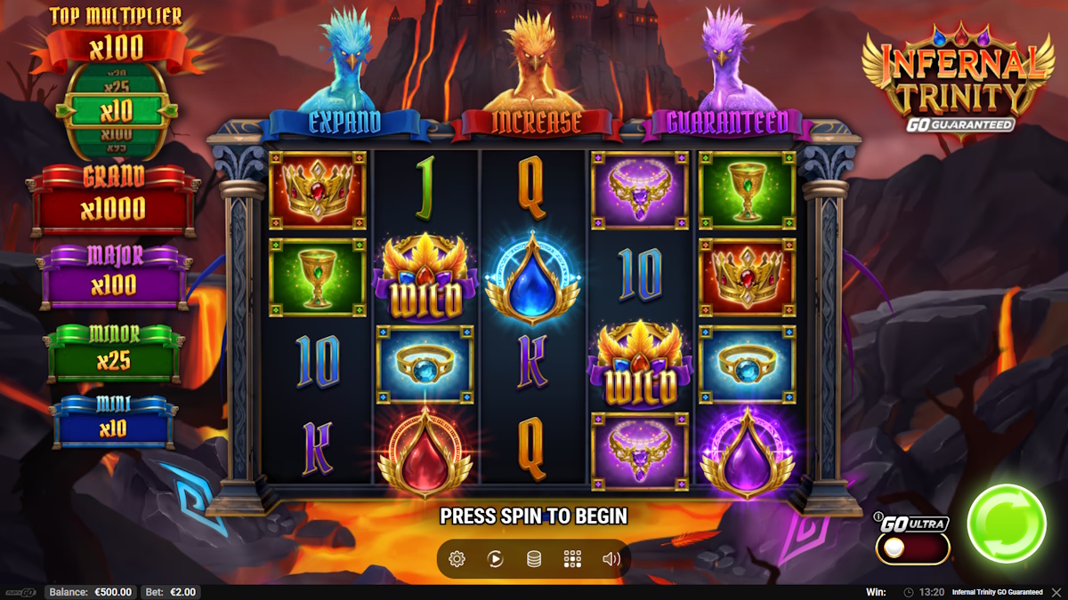 Base game in Infernal Trinity GO Guaranteed by Play'n GO
