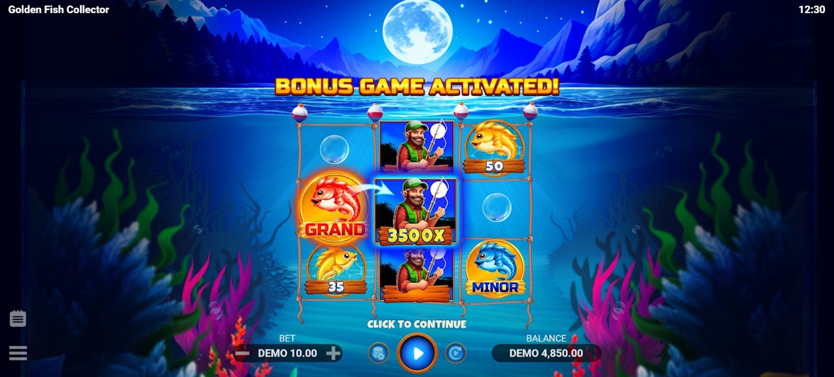 Bonus game activated in Golden Fish Collector by Evoplay