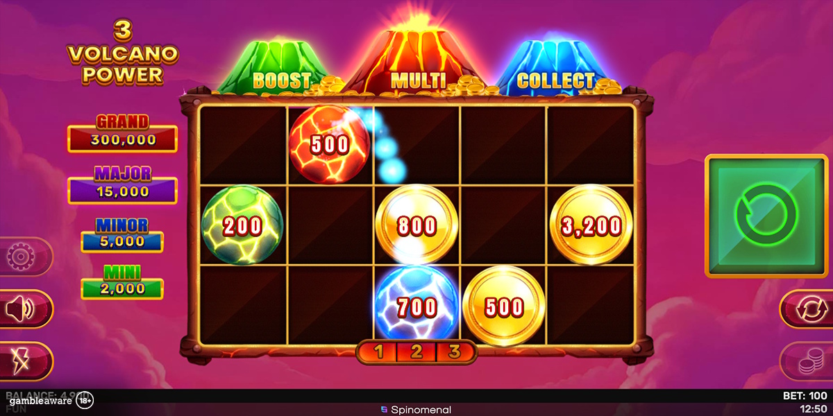 Bonus game in 3 Volcano Power by Spinomenal