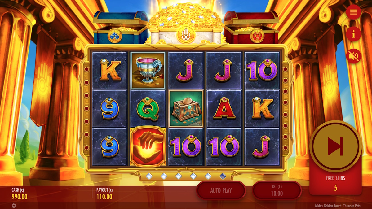Bonus game in Midas Golden Touch Thunder Pots by Thunderkick