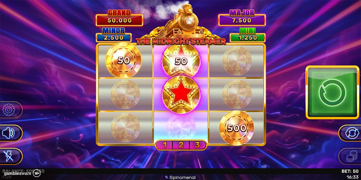 Bonus game in The Midnight Steamer Hold & Hit 3x3 by Spinomenal