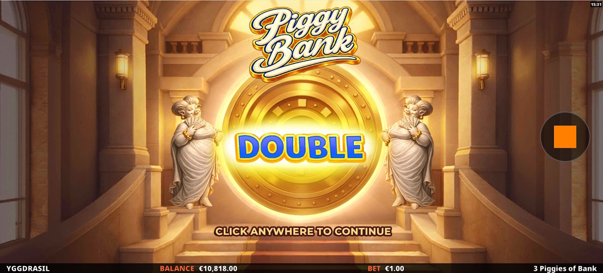 Double feature unlocked in 3 Piggies of Bank by Yggdrasil Gaming