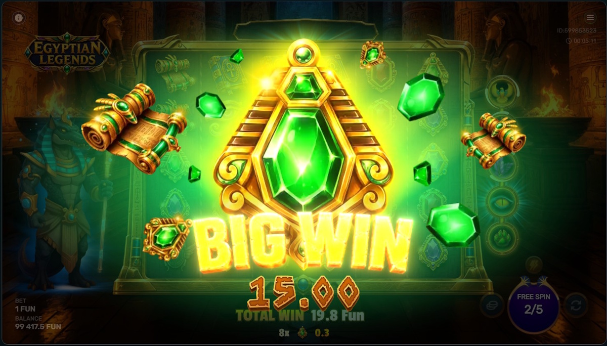 A big win in Egyptian Legends by Galaxsys