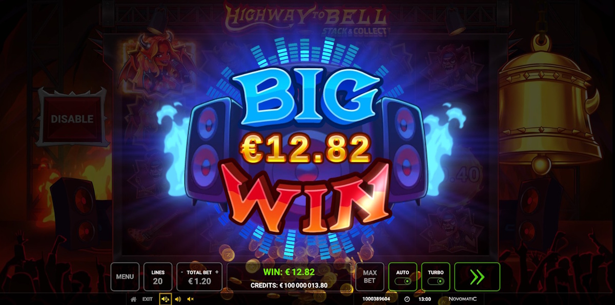 A big win in Highway to Bell Stack & Collect™ by Greentube